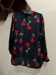 Rose Print Button-Down