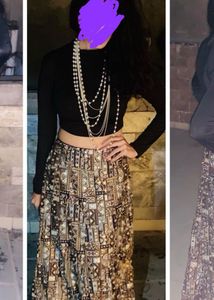 Off Shoulder Mirror Work Lehenga