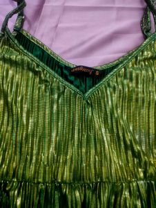 Green&amp;Golden Metallic Top For Party 🌻
