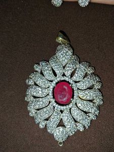 Big AD Pendant Set With Ruby Stone