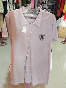 Grey Button-Up Top