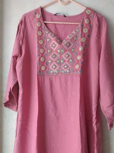 Embroidered Pink Kurta xxl