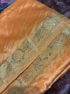 Golden Saree with Floral Border