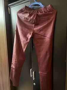 Maroon Faux Leather Pants