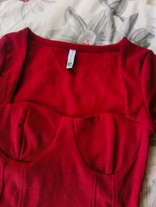 New Me Burgundy Ribbed Crop Top