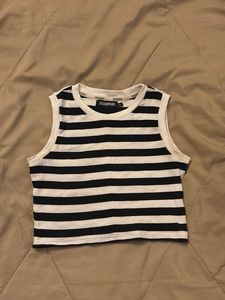 Black And White Striped Crop Top