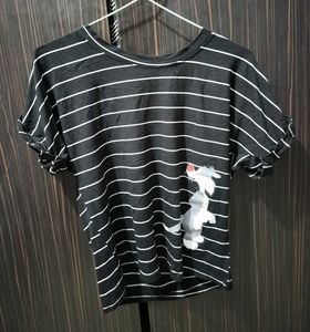 Sylvester Print Casual Black Top