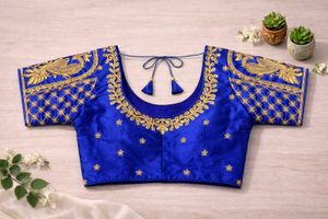 Royal Blue Embroidered Blouse