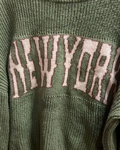 Green 'New York' Knit Sweater