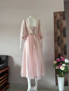 Pink stone studded tulle gown