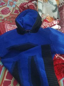 Blue &amp; Black Striped Knit Hoodie