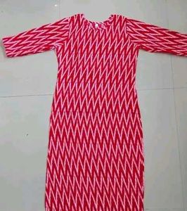 Red & White Printed Kurta