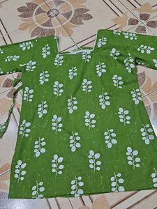Green Floral Print Kurta