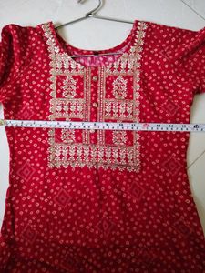 Red Bandhani Kurti