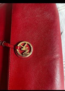💯 Authentic Michael Kors Red Leather Tote Bag