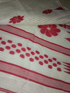 Red Phool Saree Cotton