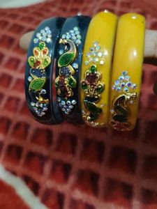 Handcrafted Peacock Bangles (Set of 3)
