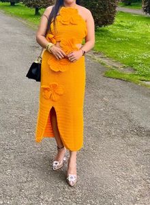 Wool/crochet  Material Dress With Flowers