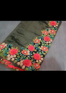Embroidered Green Saree