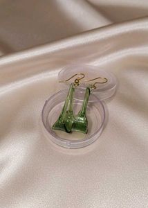 Green Glass Dangle Earrings