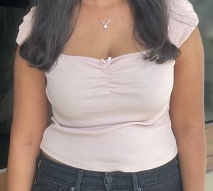 Price Down -H&amp;M Gathered Cap Sleeved Top DustyPink
