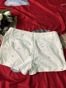 White Patterned Shorts