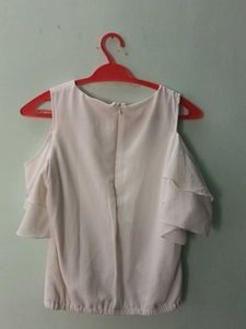 White Cold-Shoulder Top
