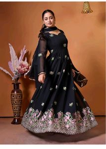 Elegant Black Embroidered Anarkali