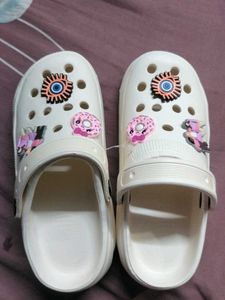 Customized White Crocs with Charms