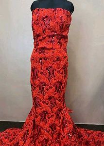3D PAISLEY GOWN WITH TRAIL