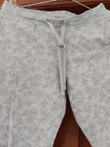 Grey Patterned Cropped Pants