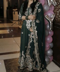 Beautiful Bottle Green Frock Suit