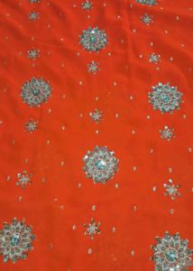 Orange Embellished Saree