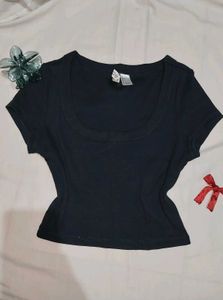Blue Basic Crop Tee