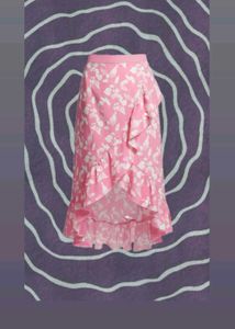 Pink Floral Ruffle Skirt