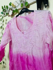 Pink Ombre Embroidered Tunic Top