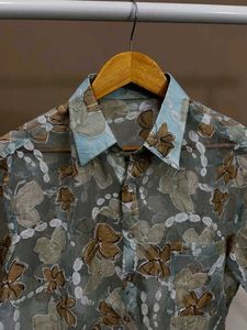 Floral applique Mesh shirt