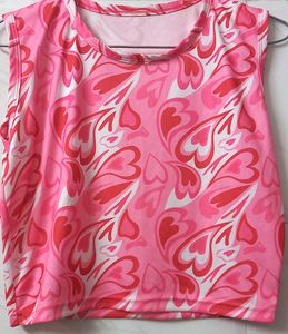 Pink Heart Print Tank Top
