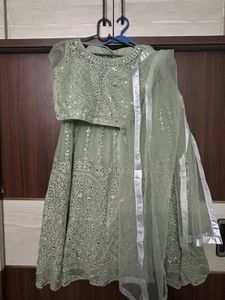 Sage Green Stunning Festive-Wear Lehenga 🧚🏻🥻