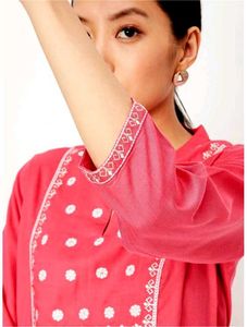 Coral Embroidered Tunic Top