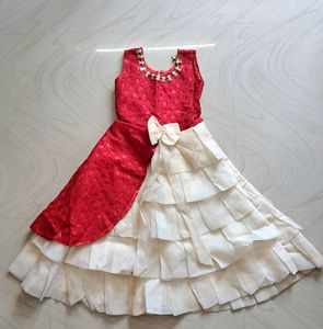 Red With White Gown.Festive And Formal