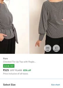 Rare -Gingham Puff Sleeve Top