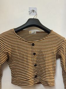 Striped Long Sleeve Crop Top