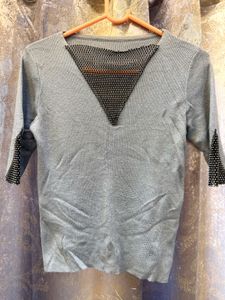 Elegant Blue Knit Top