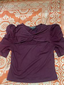 Chic Burgundy Cutout Top