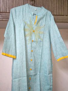 Embroidery Work Collar Neck Kurta With Front Open