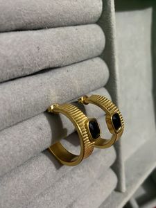 Gold Ribbed Hoops