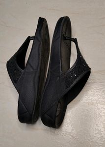 Bata Women black embellished thong slippers