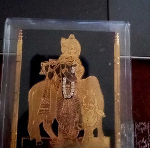 Krishna on Nandi Gold Plated Art