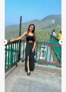 Elegant Black Maxi Dress with Sheer Corset
